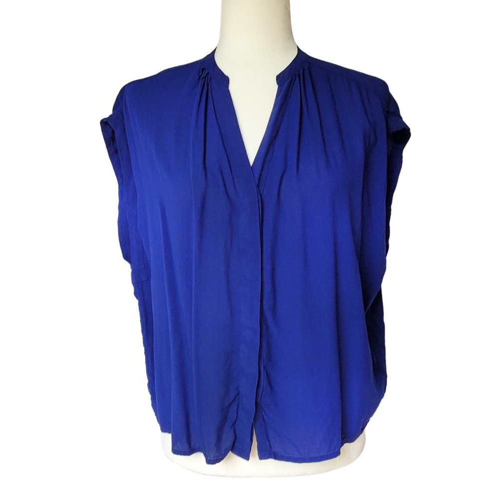 Express Dolman Sleeve Button Down Blouse Royal Blue Women's XS